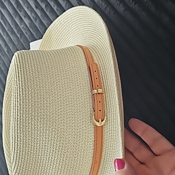 Classic summer paper straw hat size medium in cream color - Picture 3 of 7